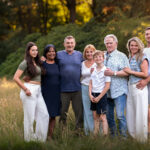 Familiefotograaf, gezin, groepsfoto, foto's bij zonsondergang
