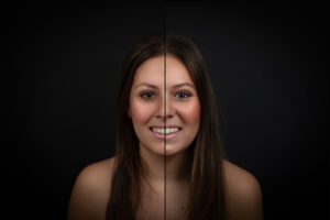 Twee in een portret - splitface art foto - fotostudio eindhoven