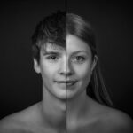 Twee gezichten een foto - gezinsportret -familieportret